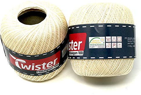 Twister Häkelgarn natur Handstrickgarn Baumwollgarn 2x100g