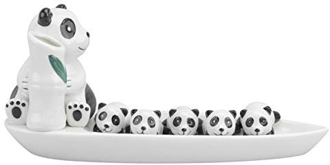 PRETYZOOM 1 Set Stäbchenhalter Essstäbchen Halter Keramik Panda Figur Statue Ornament Stäbchen Stehen Esslöffel Ständer Halter für Zuhause Geburtstag Ostern Party Tischdeko