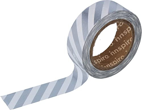 INNSPIRO Cinta masking tape Washi foil líneas plateado 15mm.x10m. Serie Metal
