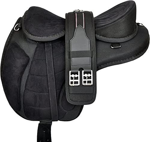 All Purpose Treeless English Horse Synthetic Saddle 16 17 Sizes Free Girth (Black Colour) (16'' Inch)