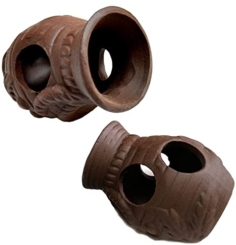 OrgMemory Ceramic Shelters, 2 pcs, Fish Tank Accessories, Fish House, Swim Holes Aquatic, Aquarium Cave for Freshwater and Saltwater Fish Tank, Pets to Breed, Play and Rest Decor (Pot)