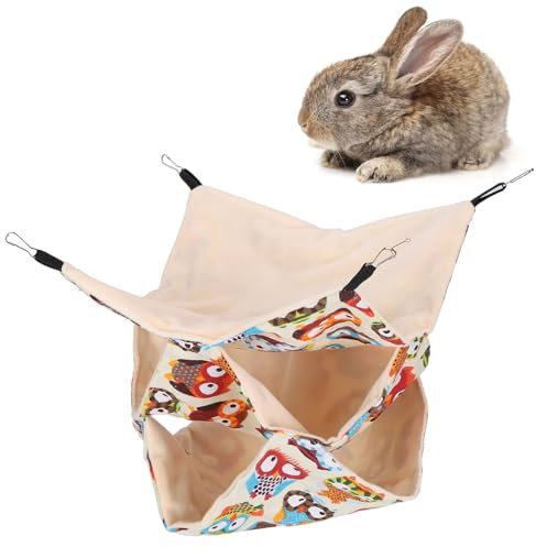 HERCHR Haustier Hängematte, Dreilagige Kleintier Hängematte Für Käfig, Hängebett Und Versteck Für Meerschweinchen Hamster Zuckergleiter(Beige)