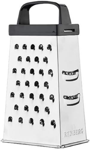 RB Renberg Routide -Râpe à 4 faces en acier inoxydable 8.9x6.4x16.5cm - Râpe à fromage pratique - Râpe à légumes polyvalente - Fabriquée en acier inoxydable