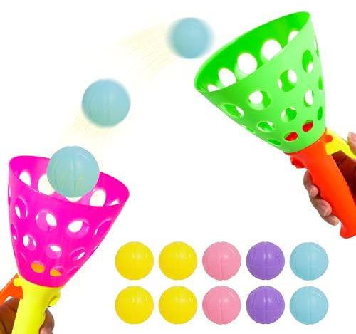 Dncvb 12 st fångstbollspel barn, utomhusspel för barn, catch ball set med 2 startkorgar och 10 bollar, fångbollspel för pojkar flickor, fest, trädgård, inomhus och utomhus