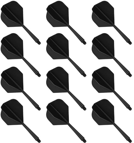 CONNECTION 12 Pièces Ailettes de Fléchettes avec Tiges Stables Filetage 2BA Ailette Flechette avec Tiges 7cm Ailettes pour Fléchettes en Une Seule pièce Accessoires pour Le Jeu de Fléchettes (Noir)