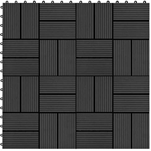 Sufrk - Azulejos para terraza (22 unidades, 30 x 30 cm, 2 m², WPC, color negro, rejilla exterior, losa de terraza exterior