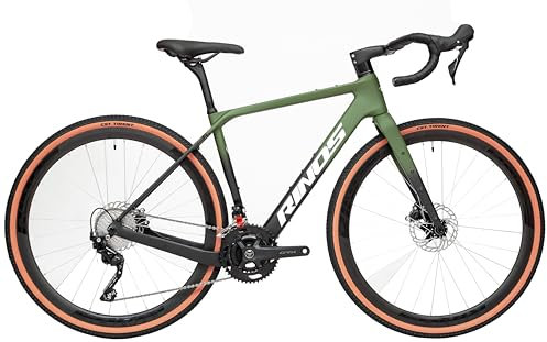 Rinos Sandman 7 Bici Gravel in Carbonio | GRX 820, 24 Velocità | Telaio in Carbonio T800 | 9,6 kg | Freni a Disco Idraulici | Pneumatici CST 700x40C (Black Forest, XL (58cm))