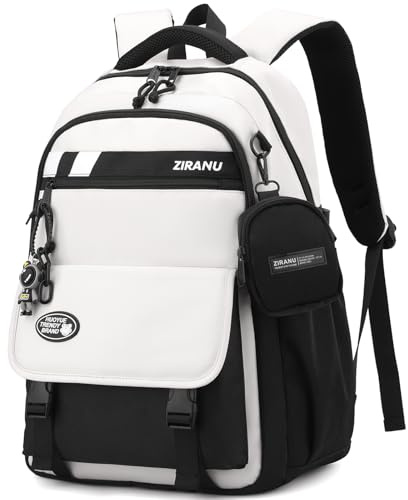 Amythe Sac à Dos Garçon Collège, 2026 Cartable Adolescent Scolaire Imperméable Durable, Sac Ecole Lycée Garçon Grande Capacité pour 15.6 ordinateur, 27L-Noir+Blanc