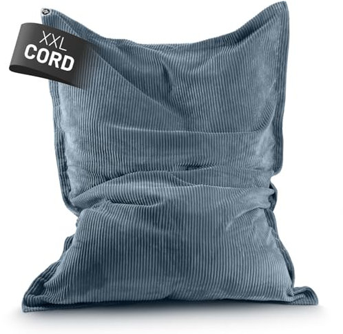 Lumaland sittsäck klassisk XXL snöre | jättesaccosäck XXL med mjuk ribbstruktur – perfekt för manchestersoffa och fåtölj inomhus saccosäck för vardagsrum, sovrum och mer. - 380 L, 140 x 180 cm