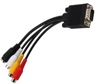Cocoarm Adattatore VGA a S Video, Cavo Convertitore con Doppia Opzione di Uscita per PC e Laptop su Display TV