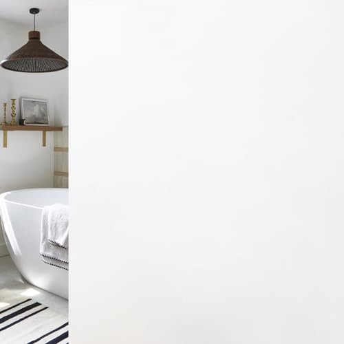 Haton Frosted Window Film Privacy for Glass, White, 90x400cm | Opaque Glass Sticker Self Adhesive Roll UV Block No Glue Static Cling Vinyl Covering for Bathroom Home and Office