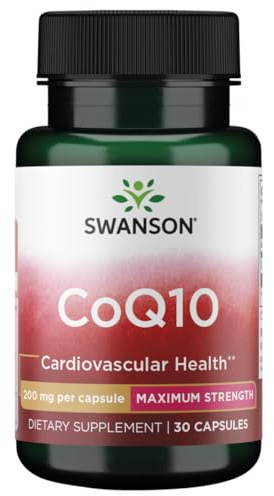 Swanson CoQ10 Cardiovascular and Cellular Energy Supplement for Heart-Health-Conscious Adults Seeking Antioxidant Support - 200 mg (30 Vegan Capsules)