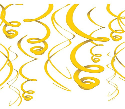 Amscan 67055-09-55 - Deko-Spiralen, 12 Stück, circa 55,8 cm, gelb, Party, Hängedekoration