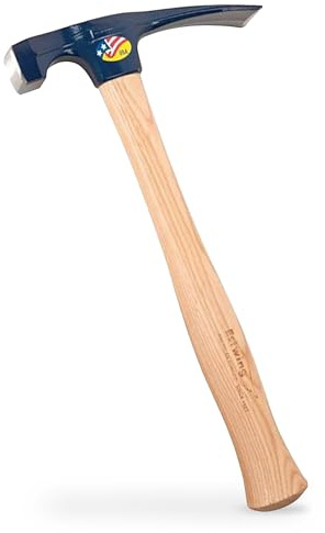 ESTWING Bricklayer's/Mason's Hammer - 21 oz USA Made Masonry Tool with Forged Steel Head & Long Hickory Wood Handle - EW6-21BLL