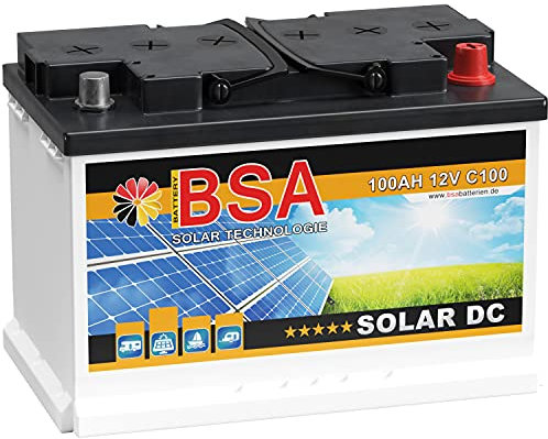 BSA Solar DC 12V 100Ah Batterie Solarbatterie Versorgungsbatterie Boot Wohnmobil - 6 Grössen (100Ah)