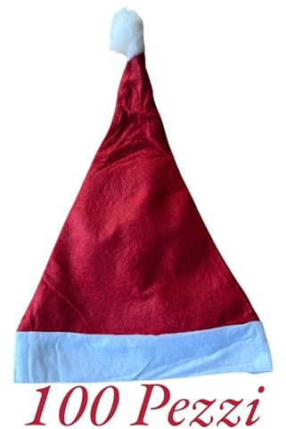 R&F srls 100 Cappellini Cappellino Cappello Babbo Natale Buone Feste Auguri Feltro 27/28cm