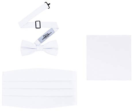 Herren 3-teiliges formelles Zubehör-Set mit Fliege, Kummerbund und Einstecktuch, Weiss/opulenter Garten, Einheitsgröße