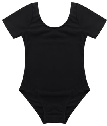 Freebily Body Danza Classica Bambina Cotone Maniche Corte Leotard Balletto Dancewear Tutu da Balletto Body Ginnastica Artistica per Gara Vestito Ballerina Nero 4 anni