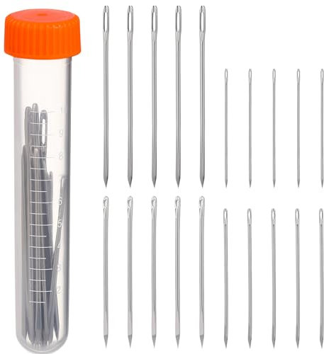 Supvox Sewing Needle Set - 20 StüCke Dreieckige Leder Nadeln in Praktischer Flasche FüR Handarbeiten NäHen Und Lederprojekte (0.86 * 44/1.25 * 52/1.63 * 58/1.83 * 70Mm)