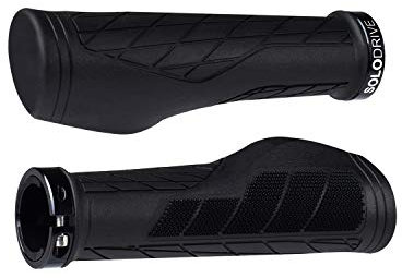 SOLODRIVE Ergonomic Design Mountain Bike Grips, Comfortable Bicycle Handlebar Grips, Single Lock-on and Non-Slip MTB Handle, Fit MTB, E-Bike, Hybrid, Scooter (Black)