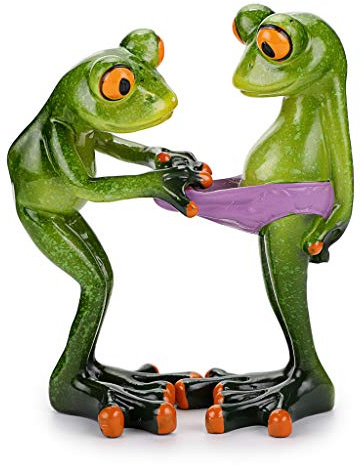JUXYES Creative Craft Resin Frog Figurine Decor, Novelty Funny Frog Sculpture Statue, Personalized Animal Collectible Figurines Mascot Frogs for Shelves Table Desk Decor Collectible Figurines