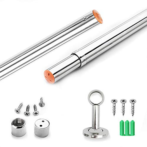 Asta per armadio da 85-150 cm, asta appendiabiti retrattile, con staffa per tubi e prese terminali