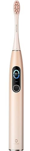Oclean Cepillo de dientes eléctrico X Pro, Pantalla táctil inteligente, 84,000 Movimientos por minuto, 32 Niveles de intensidad, 3 Modos, Cargador 2 en 1, Sensor de presión, 30 días, IPX7, Rosa