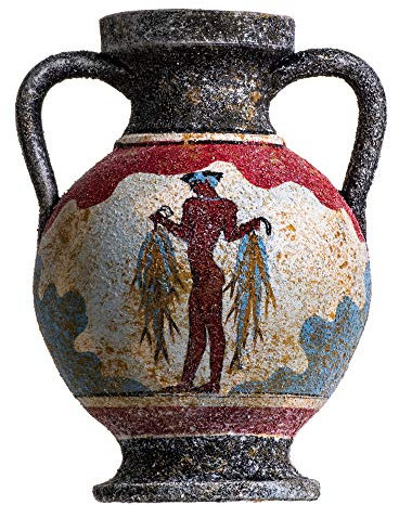 Antiguo Griego Minoico Ánfora Pescador Florero De Cerámica Hecho A Mano Pequeño