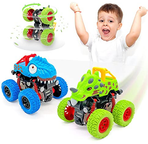 Voiture Jouet Lot de 2 Monster Truck Dinosaure, Cars Bebe Jeux Camion Enfant Garçon Cadeau 2 3 4 5 Ans