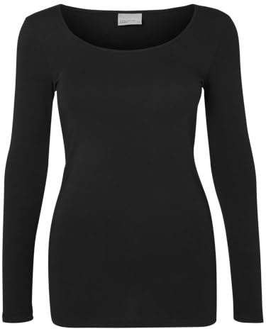 VERO MODA Damer Vmmaxi My Ls Soft Uneck Ga Noos långärmade tröjor, Svart (3 x svart), XL