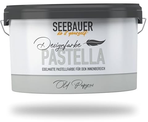 SEEBAUER diy Pastellfarbe PASTELLA Beige 2,5L (Old Papyrus) Edelmatte Wandfarbe Grau Beige - Innenfarbe sehr hohe Deckkraft - Matt, Abwaschbar und Tropffrei