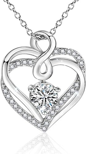 VNOX Kette Damen Silber Herz Anhänger Kette Mädchen Kette mit Herzanhänger Halskette Damen Schmuck Geschenke für Frauen Geburtstags Weihnachten Valentinstag Muttertag