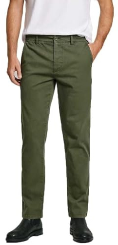 Pepe Jeans Slim Chino Twill Pantaloni, Verde (Verde Foglia), 38 W Uomo