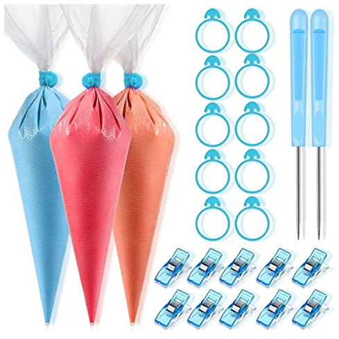 susiodeu 122 Pezzi sac à Pochette in Silicone Riutilizzabili Crema Pasticceria Strumenti per Decorare Torte Decorazione per Cupcakes Dessert Fondente