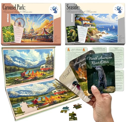 QUOKKA Puzzle Für Senioren - 3x60 Teile Groß Puzzle Demenz Beschäftigung - Spiele Für Demenzkranke Erinnerungen - 9 Karten mit Fakten | 1 große Karte zur Diskussion - Geschenke für Demenzkranke