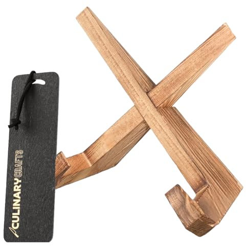 Brown Recipe Book Stand for Cookbook with Bookmark, Wooden Kitchen iPad and Book Holder for Display Stand, Cook Book Stand for Reading Hands Free