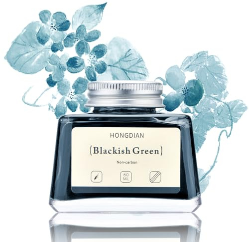 Asvine Hongdian Tinte in Flasche für Füllfederhalter, Grün, Schwarz, 60 ml, Tinte in Flasche für Füllfederhalter, kohlenstofffrei