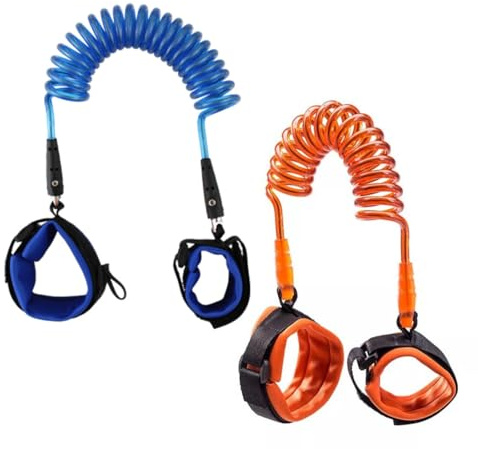 QOCUILC Braccialetti Sicurezza Bambino 2 Pezzi, Braccialetti Anti-Smarrimento per Bambini, Cavi Estensibili Sicurezza, Bracciali Sicurezza per Bambini e Neonati