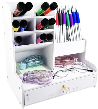 Comzantor Weiß Stifte Organizer, Stiftehalter Kinder Schreibtisch, Stiftebox, Halter Aufbewahrung, für Büro Zuhause Schule