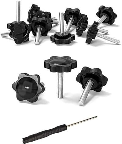 12 Stück Rändelschrauben M6 x 30mm Sterngriffschrauben mit Griff M6 Kopfschrauben schwarz Flügel Griffmuttern Maschinen Schrauben