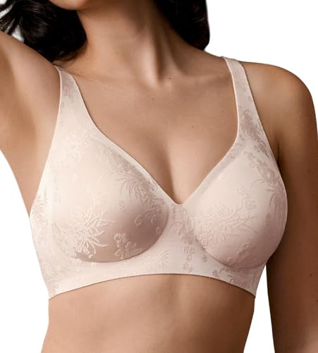 SHARICCA Sujetadores para mujer, sin costuras, cobertura completa, push up, escote en V profundo, jacquard, suave bralette con soporte cómodo (S-3XL), XL