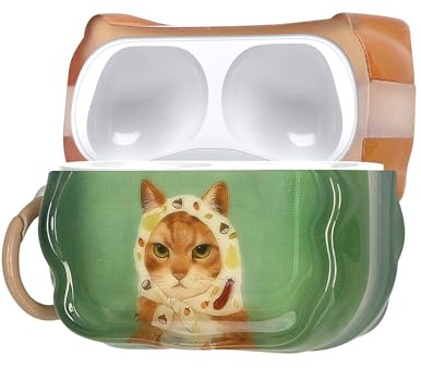 kwmobile Apple Airpods Pro 2/Pro 1 fodral med karbinhake - hörlursskydd - katt med halsduk