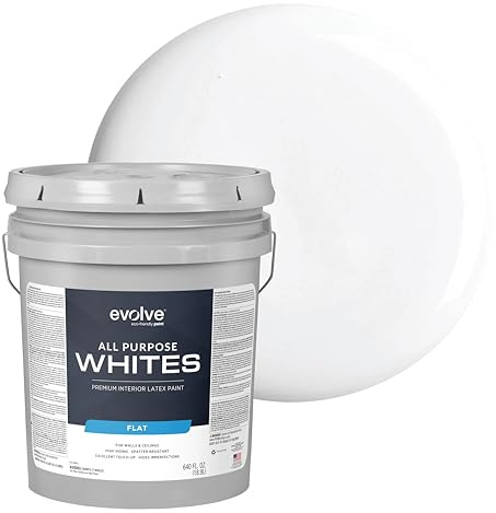 EVOLVE All Purpose Whites Paint & Primer, Flat (Bright White), 5 Gallon – Interior Latex, Excellent Touch-Up, High Hiding, Durable Paint for Walls & Ceilings