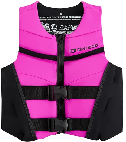 Owntop Junior Swim Vest, Buoyancy Aid Teens & Kids, Lightweight Neoprene Buoyancy Vest with Dual Adjustable Safety Straps for Swimming, Kayaking, Paddleboarding （Pink，M）