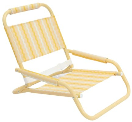 Flamingueo strandstol, fällbart ryggstöd, bärhandtag, polyester och aluminiumtyg, gul