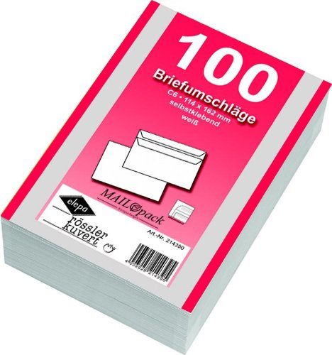 200 (2x 100) Mailpack Briefumschläge Din C6 weiß selbstklebend