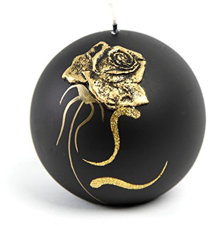 Kerze Deko Schwarze Kugelkerze Rose Black matt 100 mm