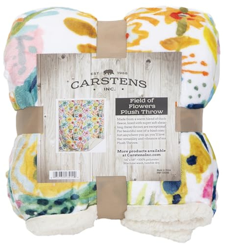 CARSTENS, INC. Ultra Premium Super Soft Plush Sherpa Fleece Oversized Throw Blanket 54 x 68, Field of Flowers