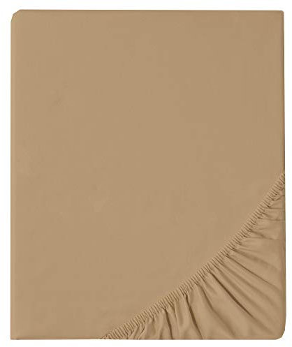 aqua-textil Luxury Bettwäsche zum Kombinieren 120 x 200 cm Spannbettlaken Taupe Baumwolle Mako Satin Bettlaken