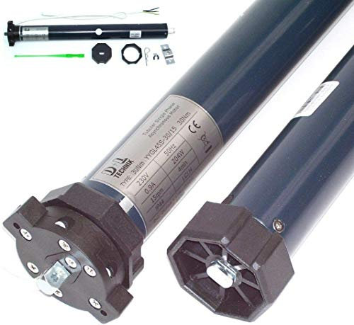 D&L Rollladenmotor 30Nm Rolladenmotor 55131 Rolladenantrieb​ Rohrmotor Jalousiemotor Jalousien Rohrmotor für 60 mm Welle, 70kg Zugkraft, Komplettset inkl. Wandhalterung AWZ